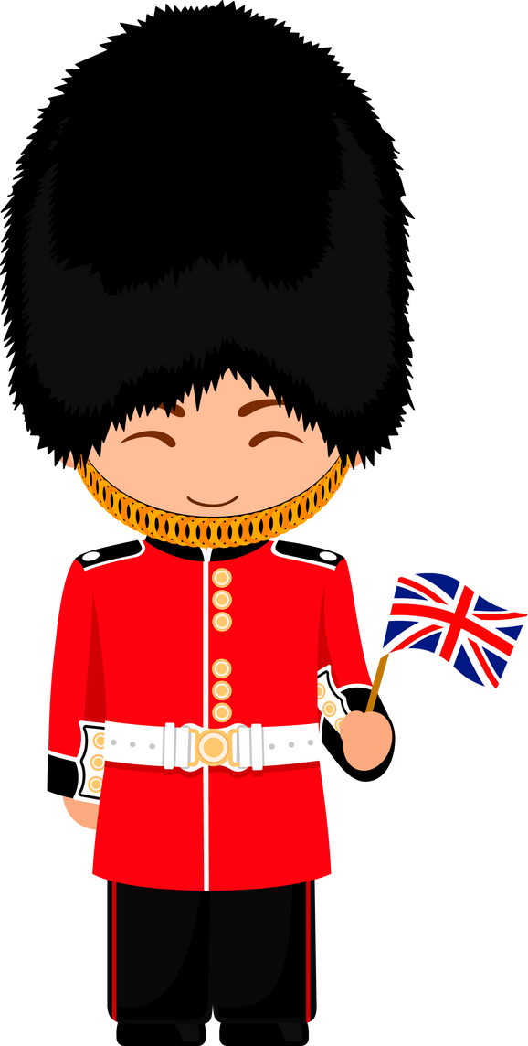 English royal guard with british flag.
